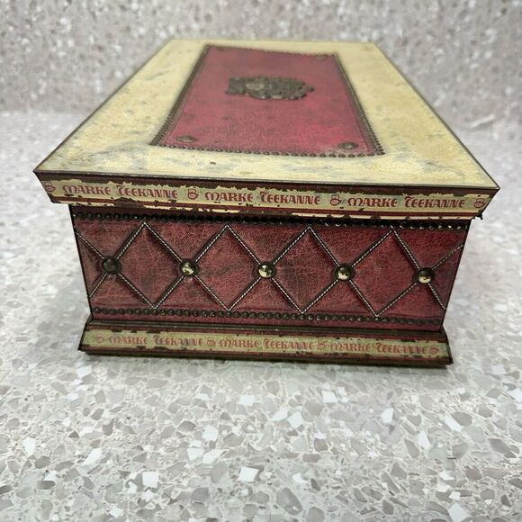 Antique Marke Teekanne Tin Tea Box Storage Canister Mid Century 50's Germany - Picture 7 of 15